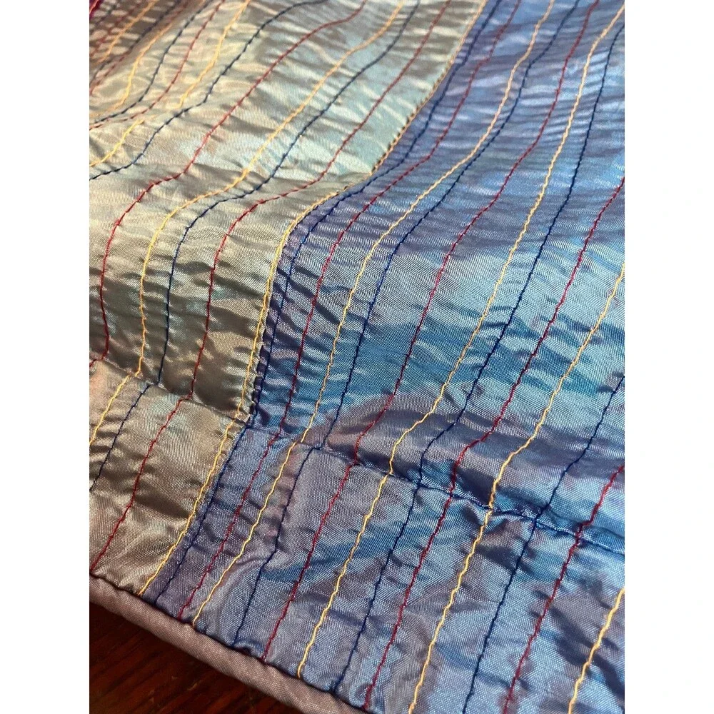 iridescent Wamsutta Standard 2 Pillow Shams Set 2 Blue Multicolor Striped 20x26